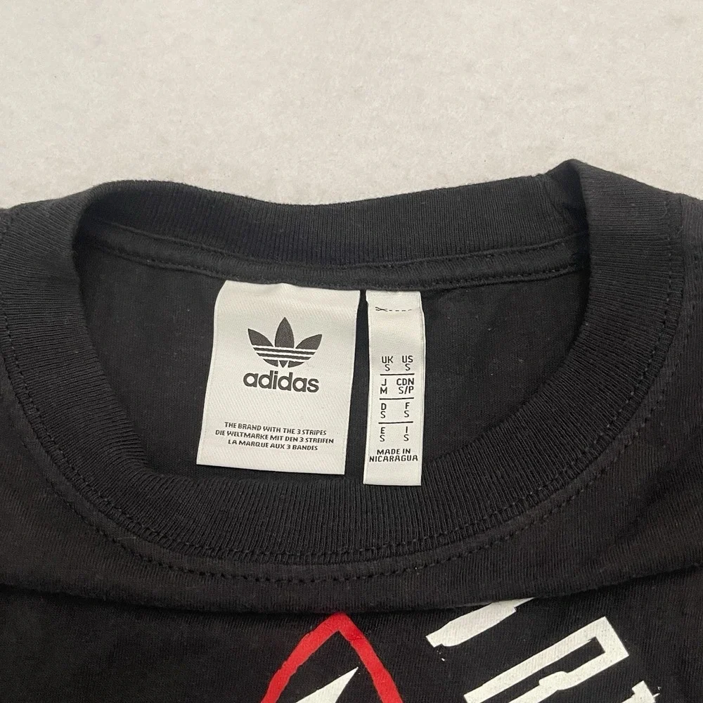 Adidas Originals Trefoil Graphic T-Shirt Black Red White Men's Small 100% Cotton